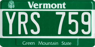 VT license plate YRS759