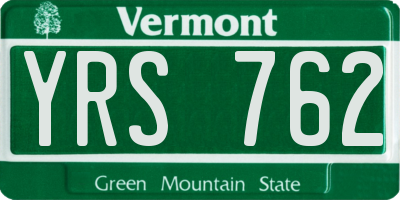 VT license plate YRS762
