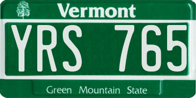 VT license plate YRS765