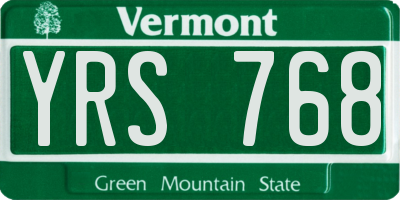 VT license plate YRS768