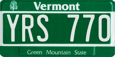 VT license plate YRS770