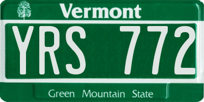 VT license plate YRS772