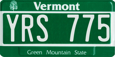 VT license plate YRS775