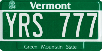 VT license plate YRS777