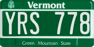 VT license plate YRS778