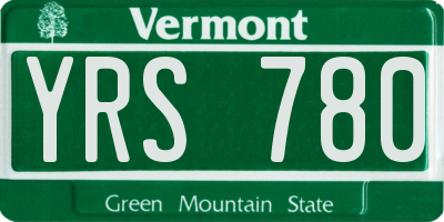 VT license plate YRS780