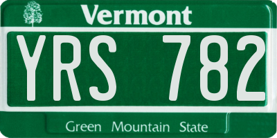 VT license plate YRS782