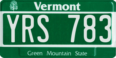 VT license plate YRS783
