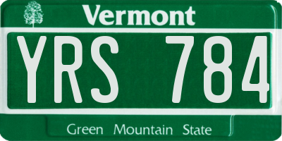 VT license plate YRS784