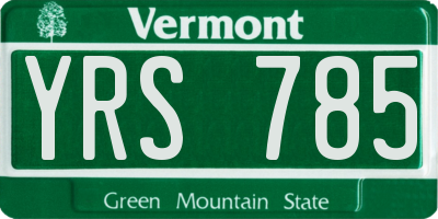 VT license plate YRS785