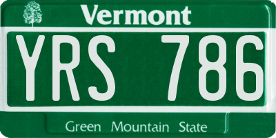 VT license plate YRS786