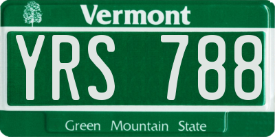 VT license plate YRS788