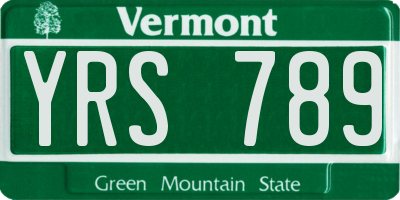 VT license plate YRS789
