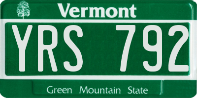 VT license plate YRS792