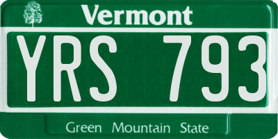 VT license plate YRS793