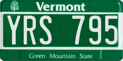VT license plate YRS795