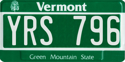 VT license plate YRS796
