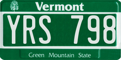 VT license plate YRS798