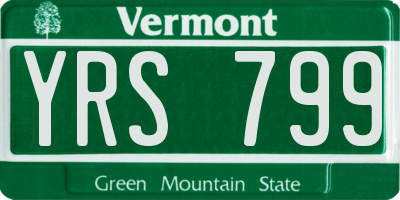 VT license plate YRS799