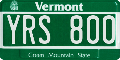 VT license plate YRS800