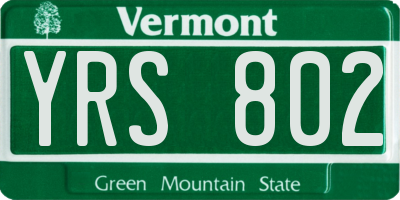 VT license plate YRS802