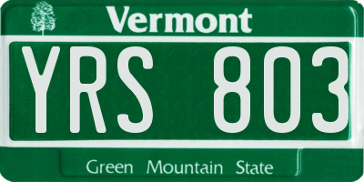 VT license plate YRS803