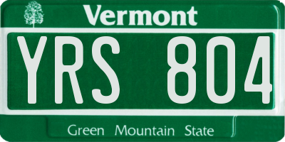VT license plate YRS804
