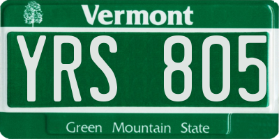VT license plate YRS805