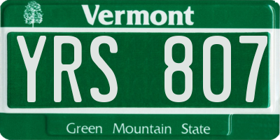 VT license plate YRS807