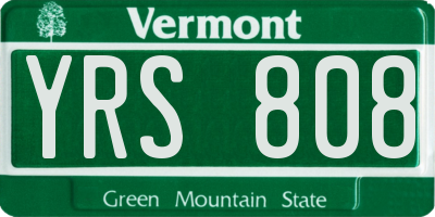 VT license plate YRS808