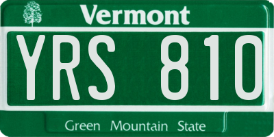 VT license plate YRS810