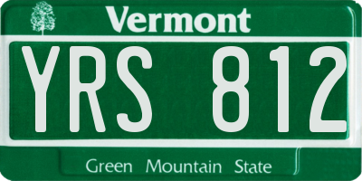 VT license plate YRS812