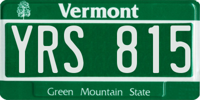 VT license plate YRS815