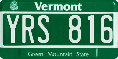 VT license plate YRS816
