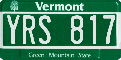 VT license plate YRS817