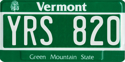 VT license plate YRS820