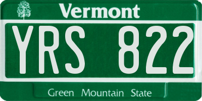 VT license plate YRS822