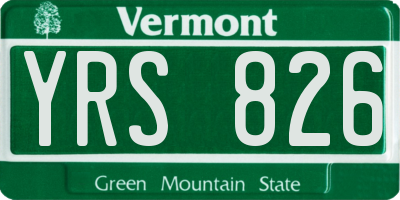 VT license plate YRS826