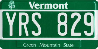 VT license plate YRS829