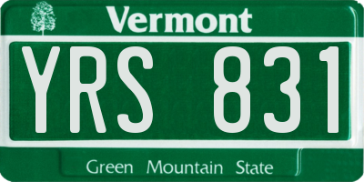 VT license plate YRS831