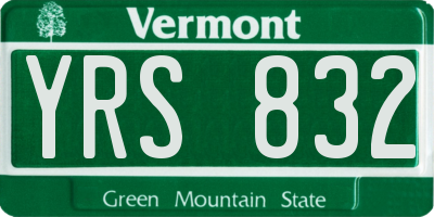 VT license plate YRS832