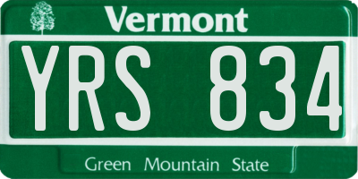 VT license plate YRS834