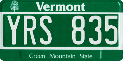 VT license plate YRS835