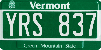 VT license plate YRS837