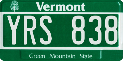 VT license plate YRS838