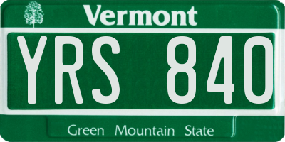 VT license plate YRS840