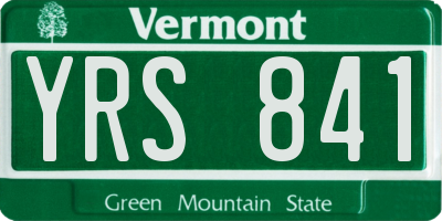 VT license plate YRS841