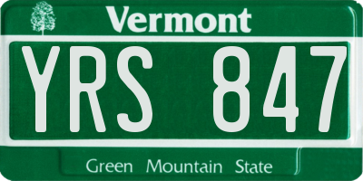 VT license plate YRS847