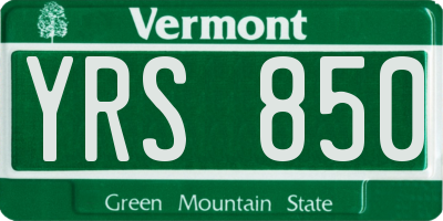 VT license plate YRS850