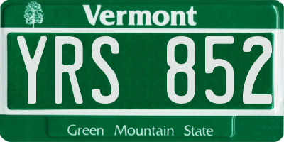 VT license plate YRS852